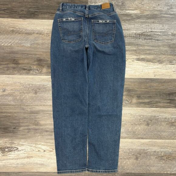 American Eagle Dark Wash Blue Womens 6 Stretch High Rise Faded Curvy Mom Jeans - Picture 3 of 12